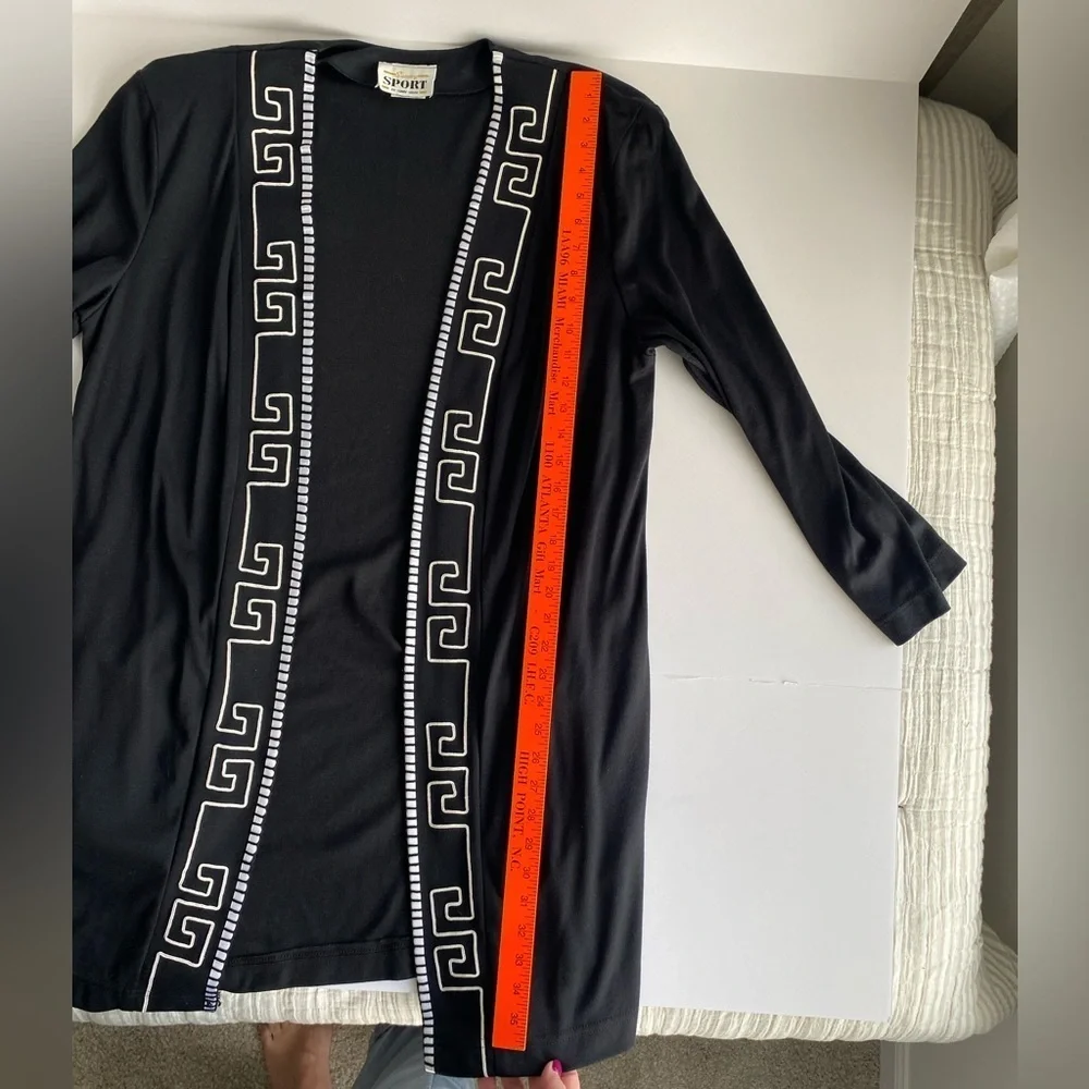 Vintage Women's Lagenlook Open‎ Long Jacket Large Black Art To Wear Retro 80s